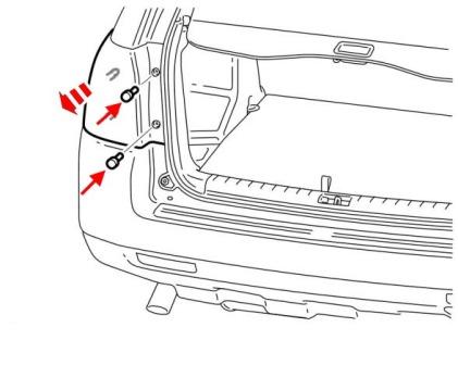 scheme of fastening of tail light Land Rover Freelander II, LR2 (after 2006)